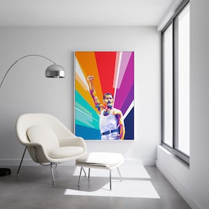 Freddie Mercury - Queen - Bohemian Rhapsody - Ready to Hang Framed Pop Art, Large Canvas Wall Decor Art