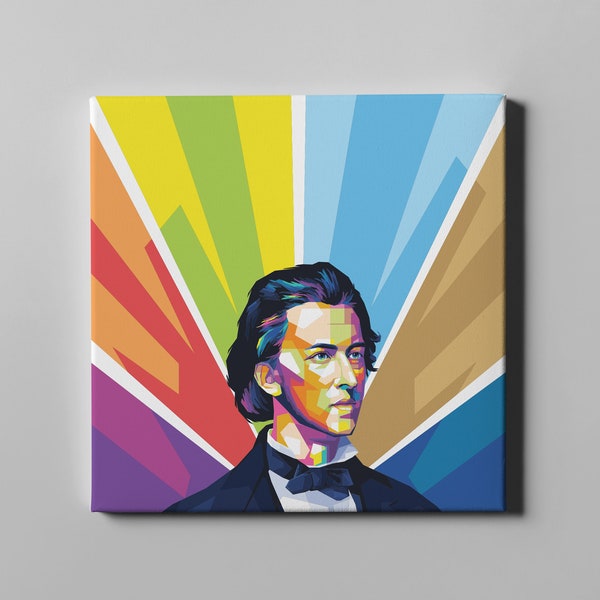 Frederic Chopin Wall Art Print, Classical Composer, Pop Art Canvas Poster, Colorful Wall Decor, Polish Composer