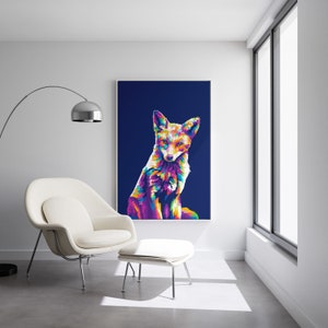 Colorful Fox Canvas Print, Animal Home Decor, Poster of Forest Animal