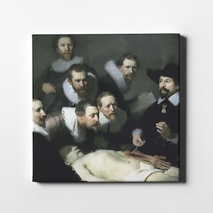 Impresión en lienzo "La lección de anatomía del Dr. Nicolaes Tulp" de Rembrandt, Obra de arte icónica de la historia médica, Decoración educativa, Fabricada en EE. UU.