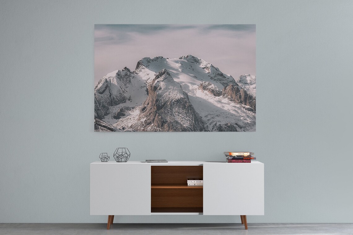 Snow Covered Mountain Canvas Art Custom Canvas Prints Wall Etsy