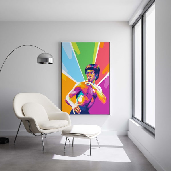 Bruce Lee - Way of the Dragon - Ready to Hang Framed Pop Art, Large Canvas Wall Decor Art