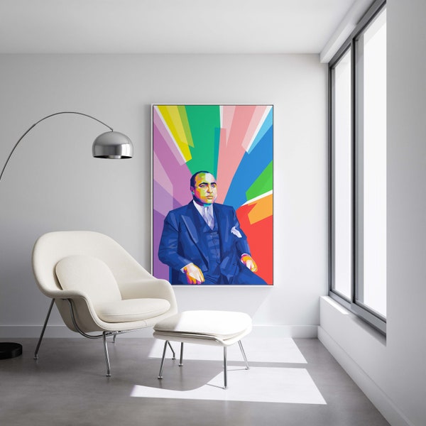 Al Capone - Portrait - Ready to Hang Framed Pop Art, Large Canvas Wall Decor Art