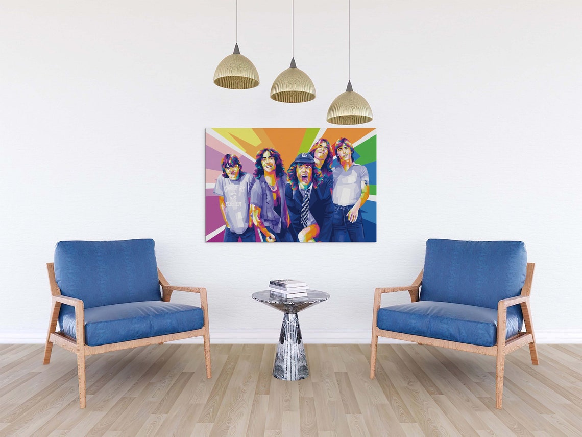 ACDC Rock Band Ready to Hang Framed Pop Art Large Canvas - Etsy