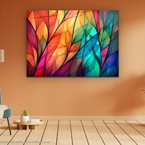 Colored Glass Art, Multicolor Wall Decor, Wall Hangings, Housewarmir, Glass Poster, Modern Wall Art, Tempered Glass Art, Interior decoration
