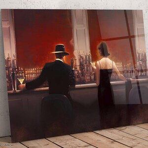 Couple Dinner Tempered Glass Wall Art: Brent Lynch Interior Artwork