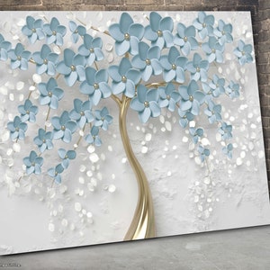 Tableau Verre Décor Floral – Orchidée Bleue Et Blanche – Art Mural Moderne – UK