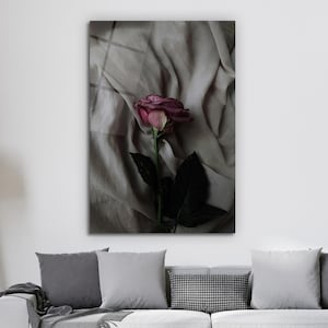 Red Rose Glass Wall Art, Rose Wall Decor, Panoramic Wall Art, Tempered Glass Art, Home Decor, Glass Wall Decor, Gift for her,Interior design
