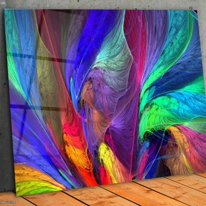 Colorful Abstract Glass Wall Art: Tempered Glass Panel