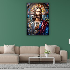 Jesus Christ Stained Glass Wall Art: Religious Home Decor