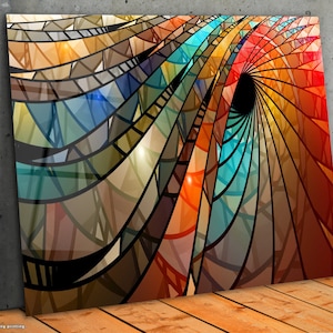 Fractal Tempered Glass Wall Art: Mosaic Stained Glass Decor