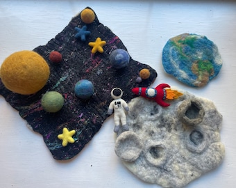 Space Themed Play Mat, Waldorf Play Mat, Imagination Play Mat Astronaut-Astronomer-Space Lover IN STOCK, Ready to Ship!