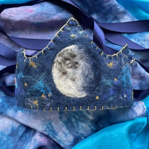 Moon crowns Full, partial, crescent moons with a celestial feel. Waldorf Moon Crown. Birthday Moon Crown. Made to Order. image 10