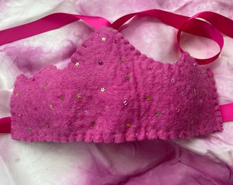 Felted Bright Pink-Viva Magenta (36"x36" silk dyed to match) set. In stock-ready to ship!