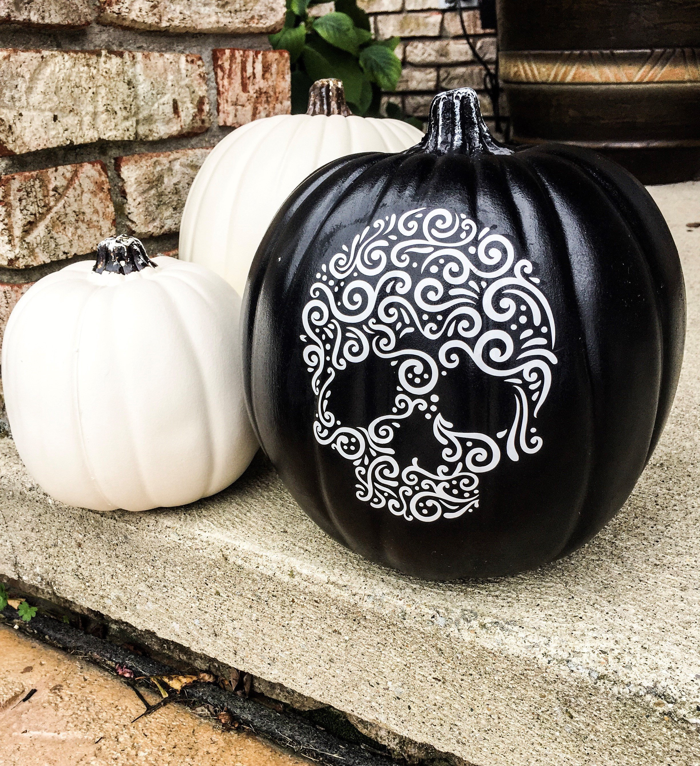 Black Pumpkin Ideas
 Black Skull Pumpkin Sugar Skull Pumpkin Halloween Decor Fall Home Decor