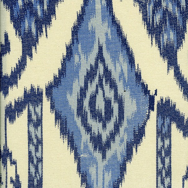 New Tajik Ikat Print - 54" Wide - Blues - 100% Cotton. Fabric by the YARD Home Decor Upholstery Curtain Pillow Runner Slipcover Drapes