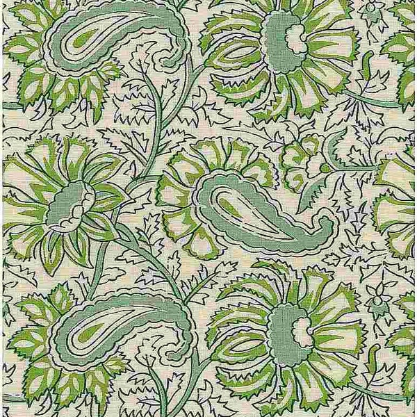 0934/2- Provence Floral Handprint 56"-Parrot-Indian Fabric-Block Print -Country-Paisley-Upholstery-Curtains-Table-linen -Boho Fabric-Pillows