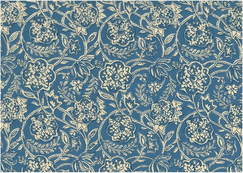 Fabric by the YARD Home Decor Upholstery Curtain Pillow Runner Slipcover Drapes 54 Wide Jaipur Handprint 100/% Cotton Sky