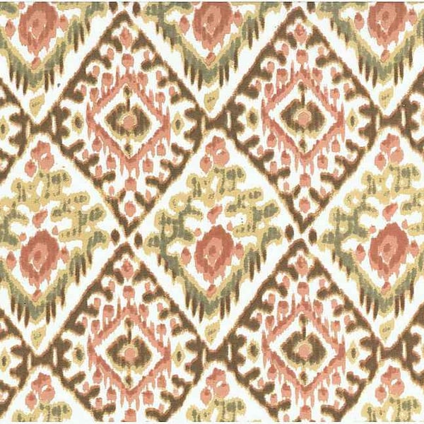 0997/2 - Tashkent Ikat Print 56"-Coral/Sand  -Central Asian Ikat-Block Print-Boho-Handprint-Indian Decor-PIllows-Upholstery-Curtains-Bedding