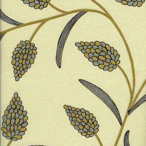 0986/4 - Blossom Print 56"-Stone -Floral- Upholstery-Curtains-Table linen-Pillows-Hand print-Mid century Modern-Bedding