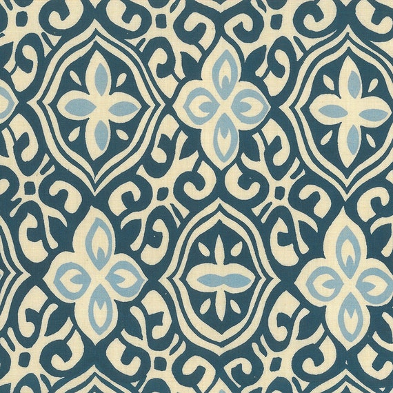 Alhambra Handprint 54 Wide Indigo 100 Cotton Fabric By The Yard Home Decor Upholstery Curtain Pillow Alhambra Handprint 54 Wide Indigo, Moorish Tile Curtain