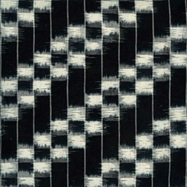 Fabric by the YARD Home Decor Upholstery Curtain Pillow Runner Slipcover Drapes LittleBoxes Japenese Ikat 54 Wide BlackNat.-100/% Cotton