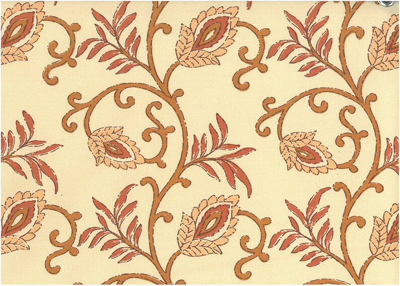 Shalimar Print- 54 Wide Upholstery 100/% Cotton Fabric by the YARD Home Decor Curtain,Pillow,Slipcover,Drapery fabric. Tangerine