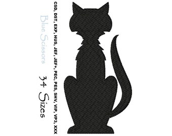 Halloween Cat Silhouette Embroidery Design (Machine File)