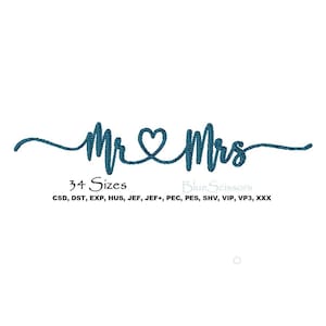 Mr Mrs Embroidery Design, Wedding Embroidery Design, Anniversary Embroidery Design, Embroidery Couple Design, Mr and Mrs Embroidery Design