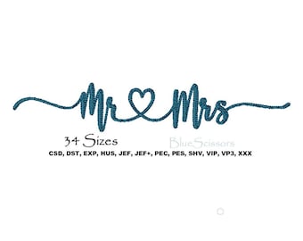 Embroidery Mr. and Mrs. Design, Mr. and Mrs. Machine Embroidery Design, Wedding Embroidery Design, Anniversary Embroidery Design, Mr Mrs