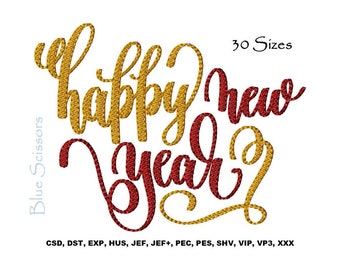 Happy New Year Embroidery Design, New Years Embroidery Design, Machine Embroidery Design, New Years Eve Embroidery, Embroidery Quote Designs