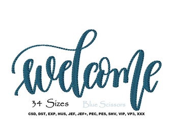 Welcome Embroidery Design, Welcome Embroidery, Machine Embroidery Design, Embroidery Welcome Design, Welcome Design, Embroidery Quote