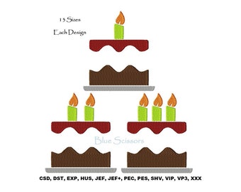 Birthday Cake Embroidery Design Set (Digital Download)