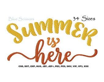 Summer Is Here Embroidery Design, Machine Embroidery (Digital Download)