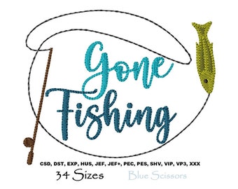Gone Fishing Machine Embroidery Design (Digital Download)