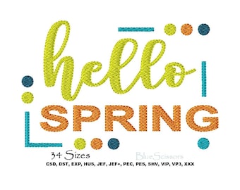 Hello Spring Embroidery Design (Machine Embroidery)