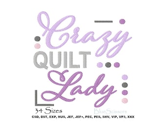 Crazy Quilt Lady Machine Embroidery Design (Digital Download)