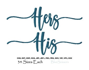 His and Hers Embroidery Design, Wedding Anniversary (Embroidery Machine File)