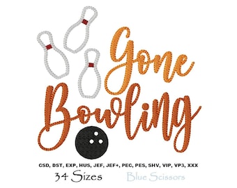 Gone Bowling Embroidery Design, Machine Embroidery File