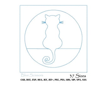 Cat Quilt Block Embroidery Design (Digital Download)