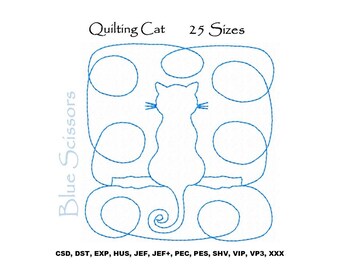 Cat Quilt Block Embroidery Design (Digital Download)
