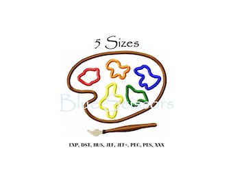 Artist Palette Applique, Machine Embroidery Design (3-5 inch)