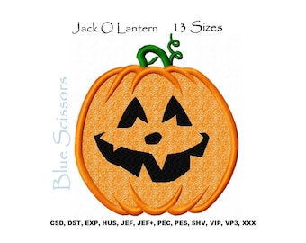 Jack O Lantern Applique Embroidery Design (Digital Download)