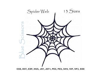 Spider Web Machine Embroidery Design, Halloween Web (Sizes 3-6 inch)