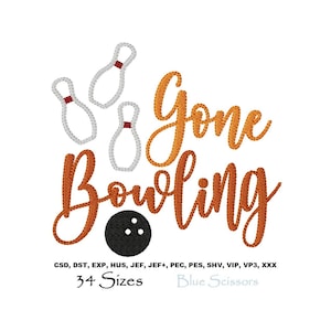 Gone Bowling Embroidery Design, Bowling Embroidery Design, Machine Embroidery Design, Embroidery Bowling Design, Bowling Embroidery Design