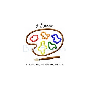 Artist Palette Applique Embroidery Design, Applique Artist Palette Embroidery Design, Machine Embroidery Design