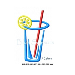 Collins Glass Embroidery Design, Lemonade Embroidery Design, Machine Embroidery Design, Lemonade Glass Embroidery Design