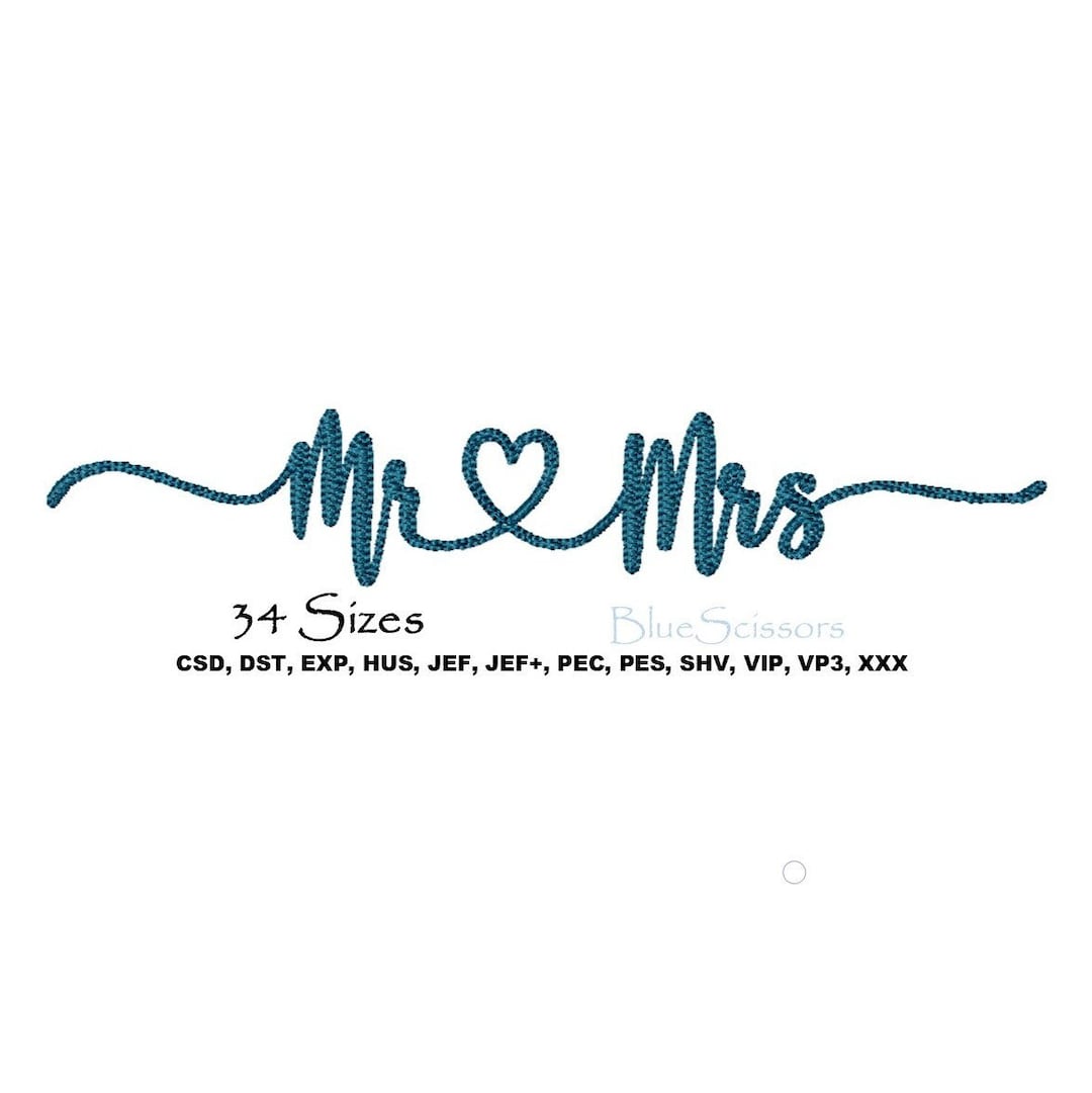 Mr Mrs Embroidery Design Wedding Embroidery Design Etsy