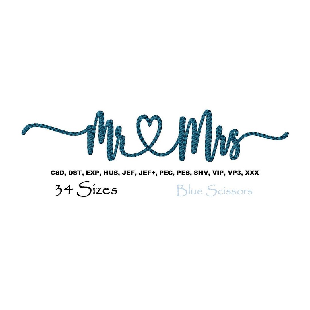 Mr Mrs Embroidery Design Wedding Embroidery Design Etsy