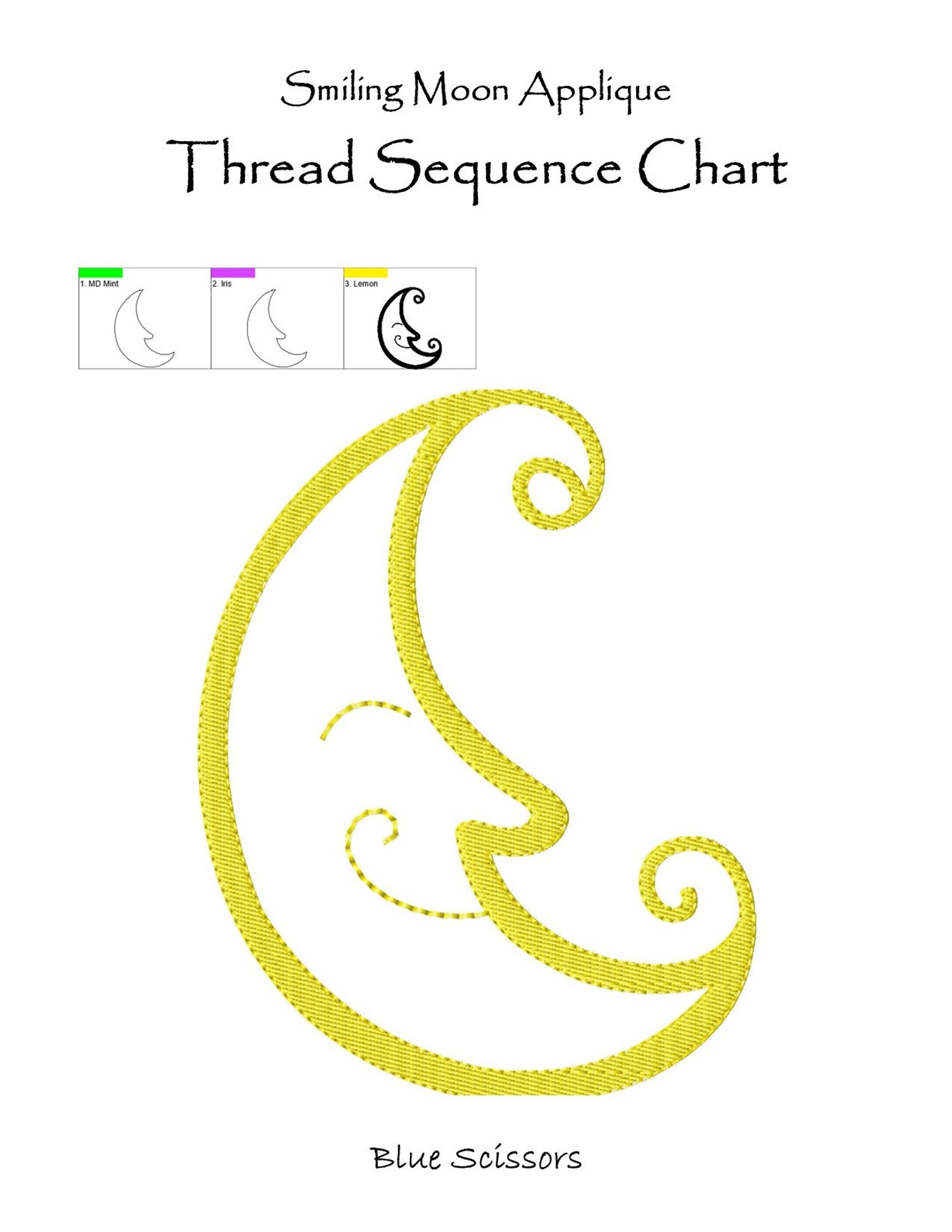 Moon Applique Embroidery Design Applique Moon Embroidery Etsy